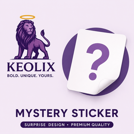 Keolix logo with lion and halo with mystery sticker 