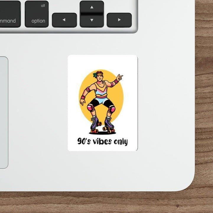 A retro 90's rollerblading-themed sticker with the phrase '90's Vibes Only.' A great throwback for fans of 90s culture  KEOLIX 