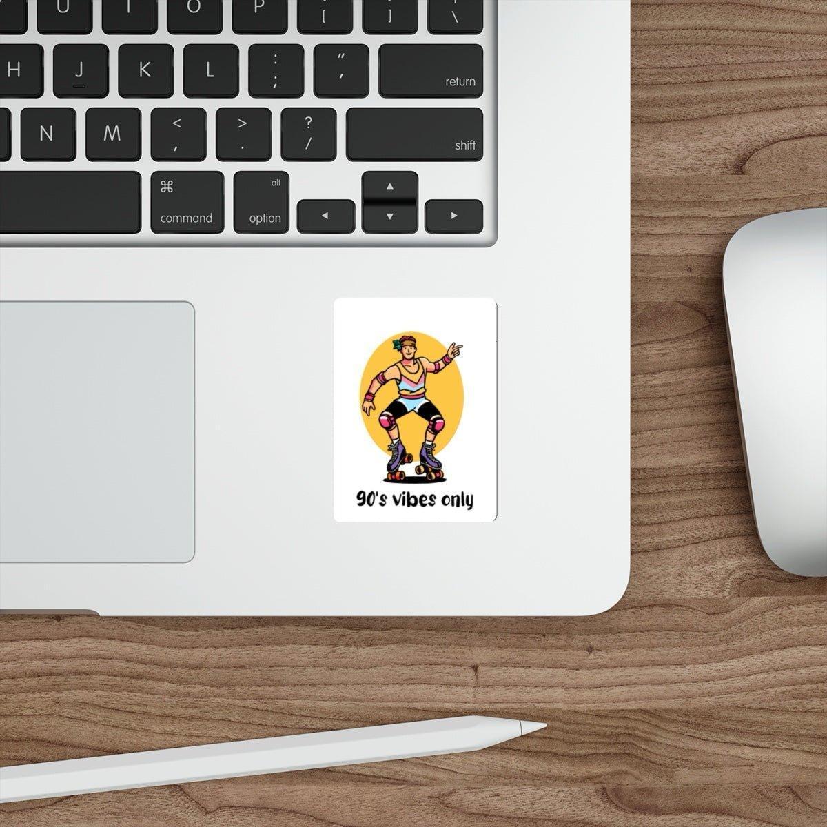 A retro 90's rollerblading-themed sticker with the phrase '90's Vibes Only.' A great throwback for fans of 90s culture  KEOLIX 