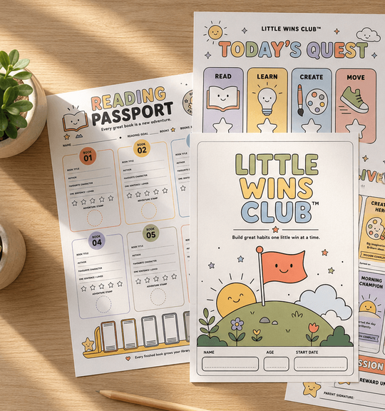 A styled flat-lay of printable children&
