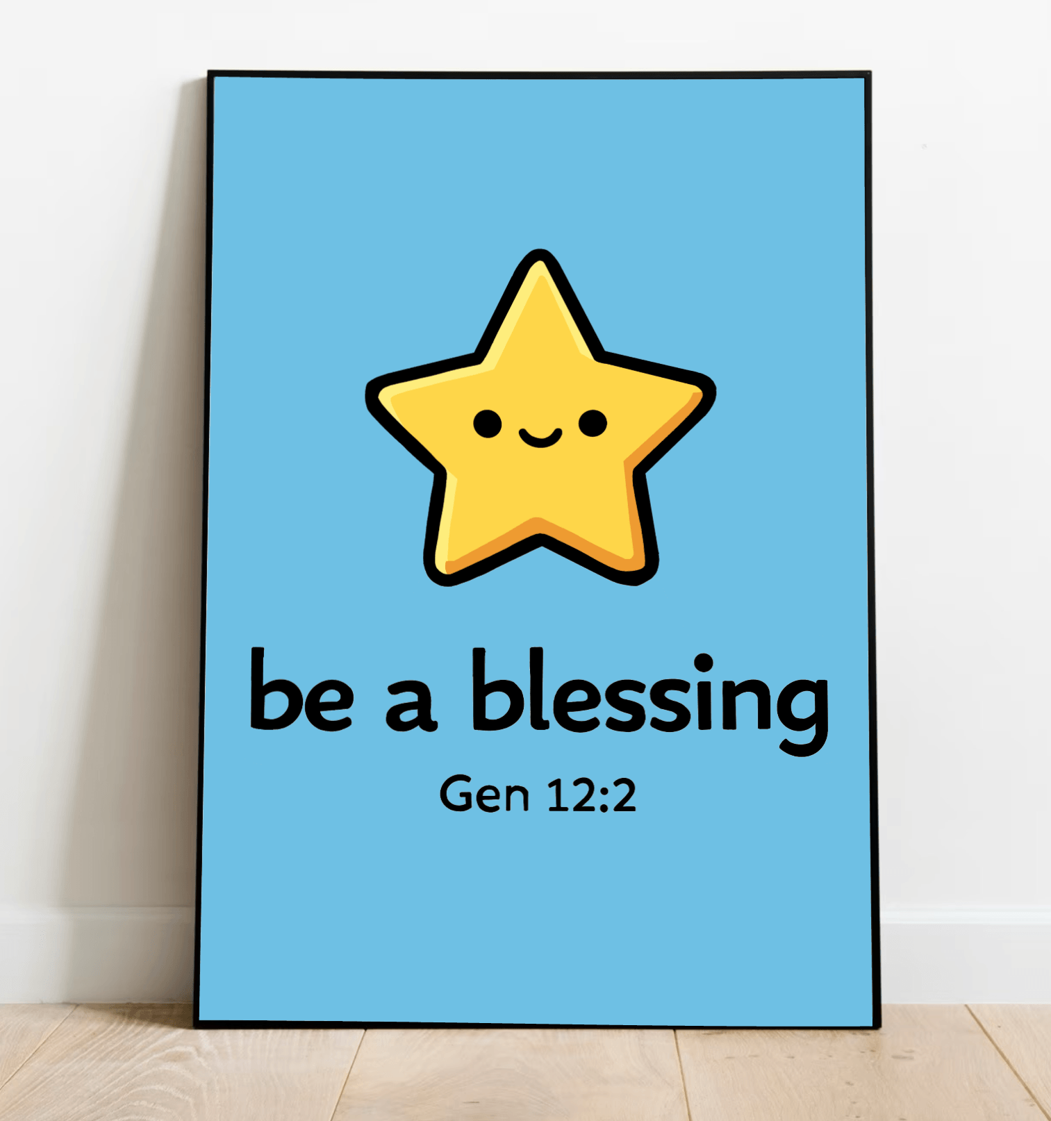 be a blessing art print Genesis 12 2 cute star wall decor minimalist christian poster