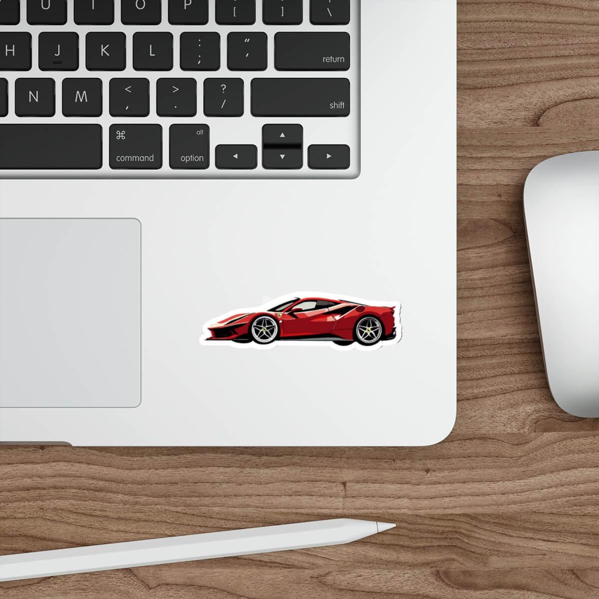 Ferrari SF90 sticker featuring a sleek red sports car design. Available as a single sticker, a pack of 3, or a pack of 6. Ideal for car enthusiasts.