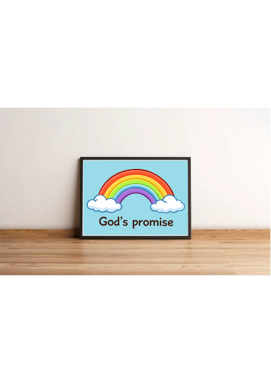 Gods promise rainbow art print Christian wall decor pastel rainbow with clouds minimalist poster