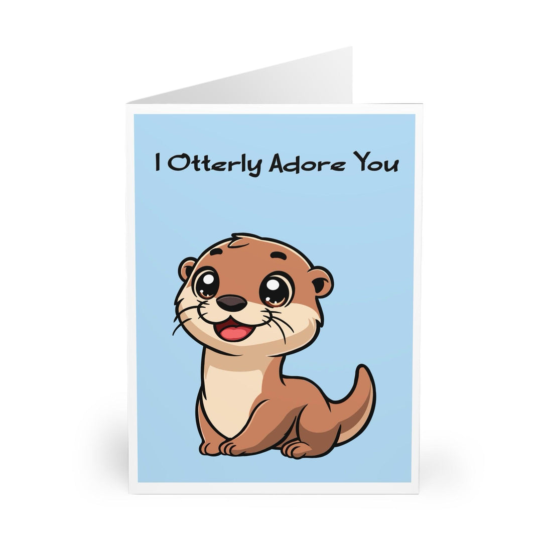 Adorable greeting card featuring a smiling otter with the phrase 'I Otterly Adore You.' Perfect for sending a sweet and playful message to someone you love - Baby Keo