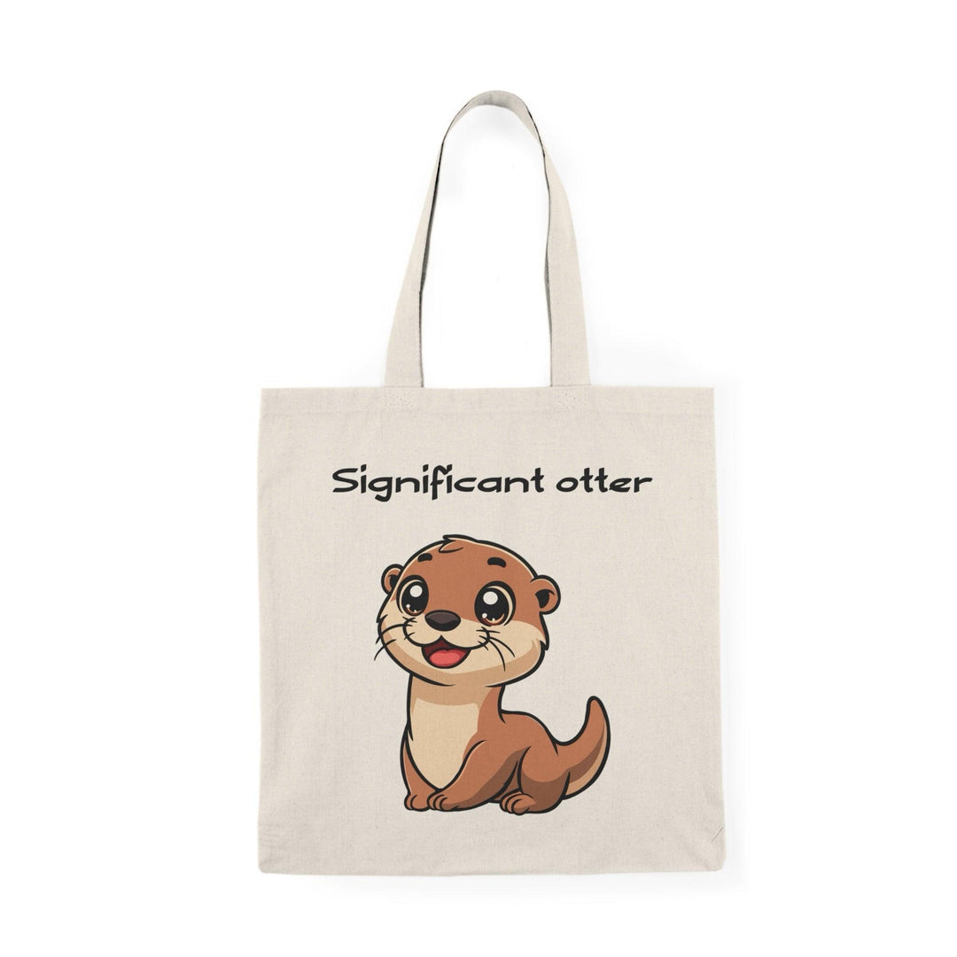 A cream tote bag featuring an adorable illustration of a smiling otter with the text 'Significant Otter.' The cute design celebrates love and companionship, perfect for animal lovers and those who enjoy puns.
