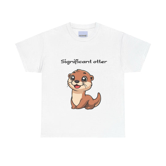 White T-shirt featuring a cute cartoon otter with the phrase 'Significant Otter.' A sweet and pun-filled design, perfect for otter lovers and those who appreciate adorable wordplay