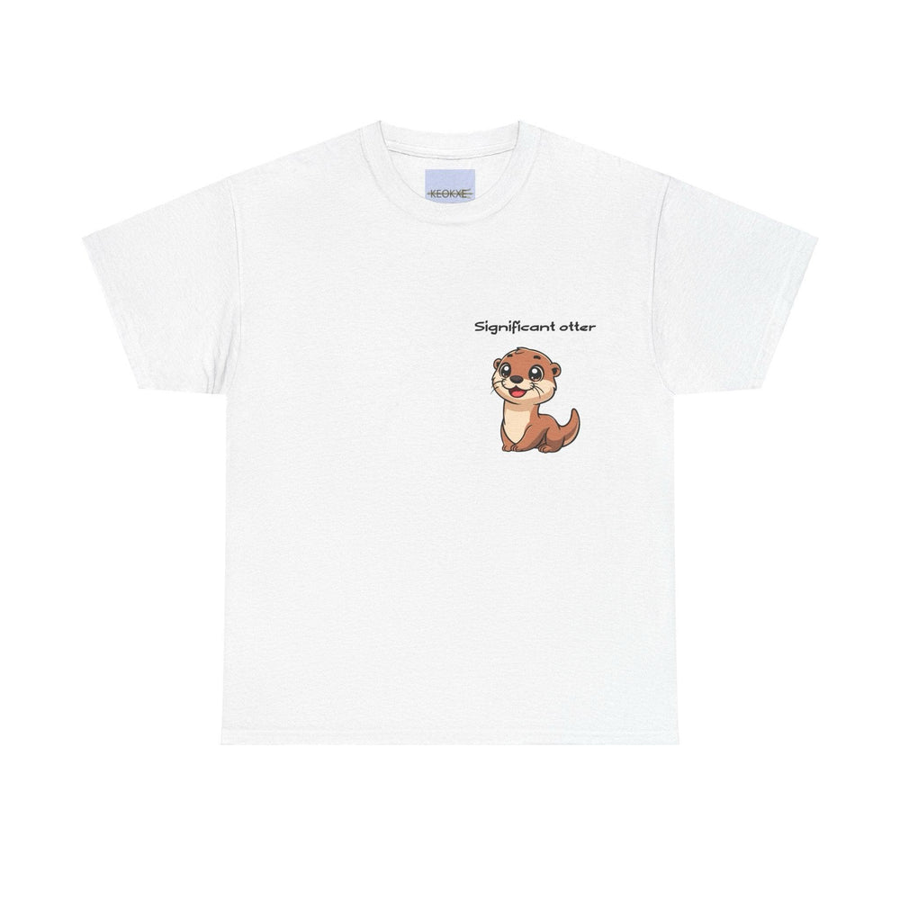 White T-shirt featuring a cute cartoon otter with the phrase 'Significant Otter.' A sweet and pun-filled design, perfect for otter lovers and those who appreciate adorable wordplay