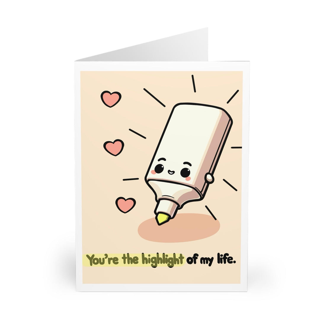 Adorable greeting card featuring a highlighter pen with the phrase 'You’re the Highlight of My Life.' Perfect for sending a cute and clever message to someone important - Baby Keo