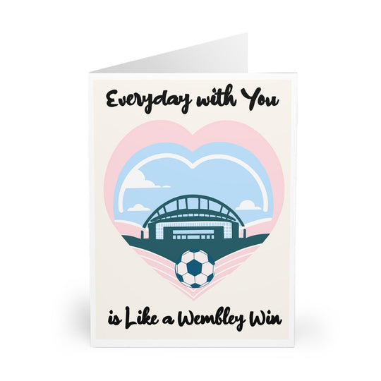 Fun and romantic card featuring Wembley Stadium with a heart background and the phrase &