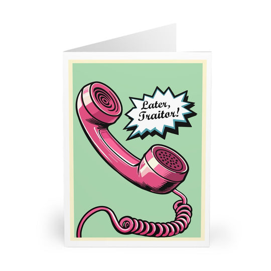Playful card featuring a retro telephone with the phrase &