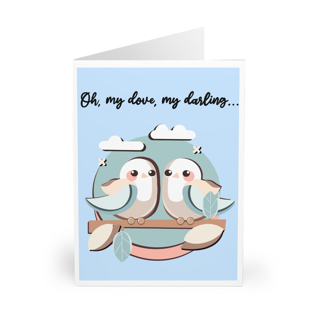 Romantic greeting card featuring two love birds perched together with the phrase 'My Dove, My Darling.' A cute and classic way to show affection - Baby Keo