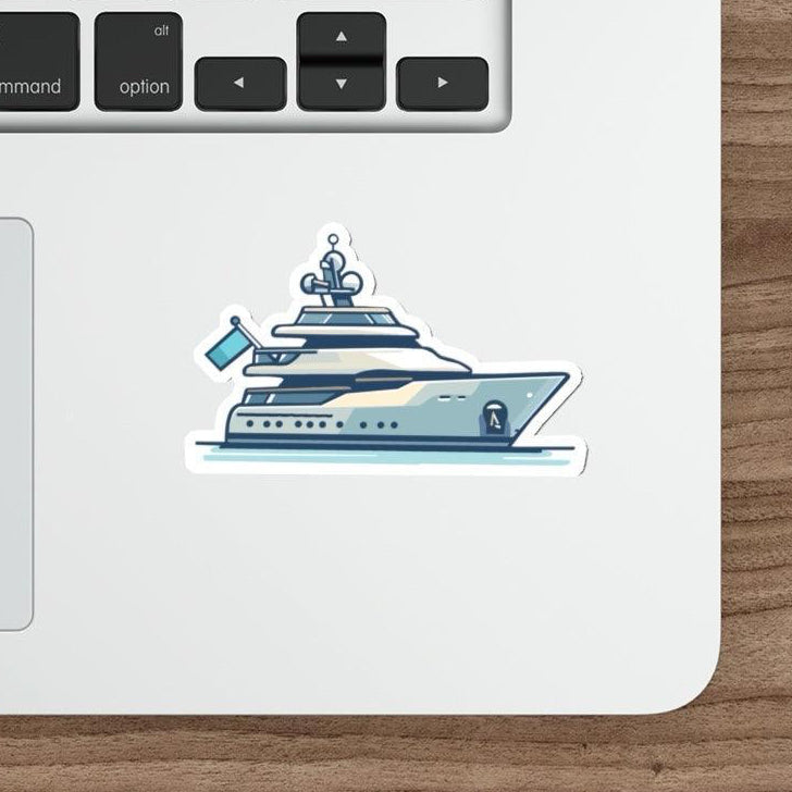 Yacht Waterproof Sticker – A sleek and stylish sticker showcasing a luxury yacht, perfect for adding a nautical, aspirational touch to any surface. Waterproof for durability. KEOLIX 