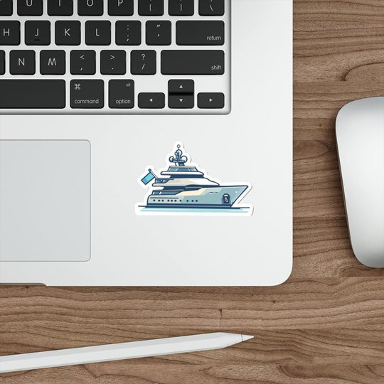 Yacht Waterproof Sticker – A sleek and stylish sticker showcasing a luxury yacht, perfect for adding a nautical, aspirational touch to any surface. Waterproof for durability. KEOLIX 