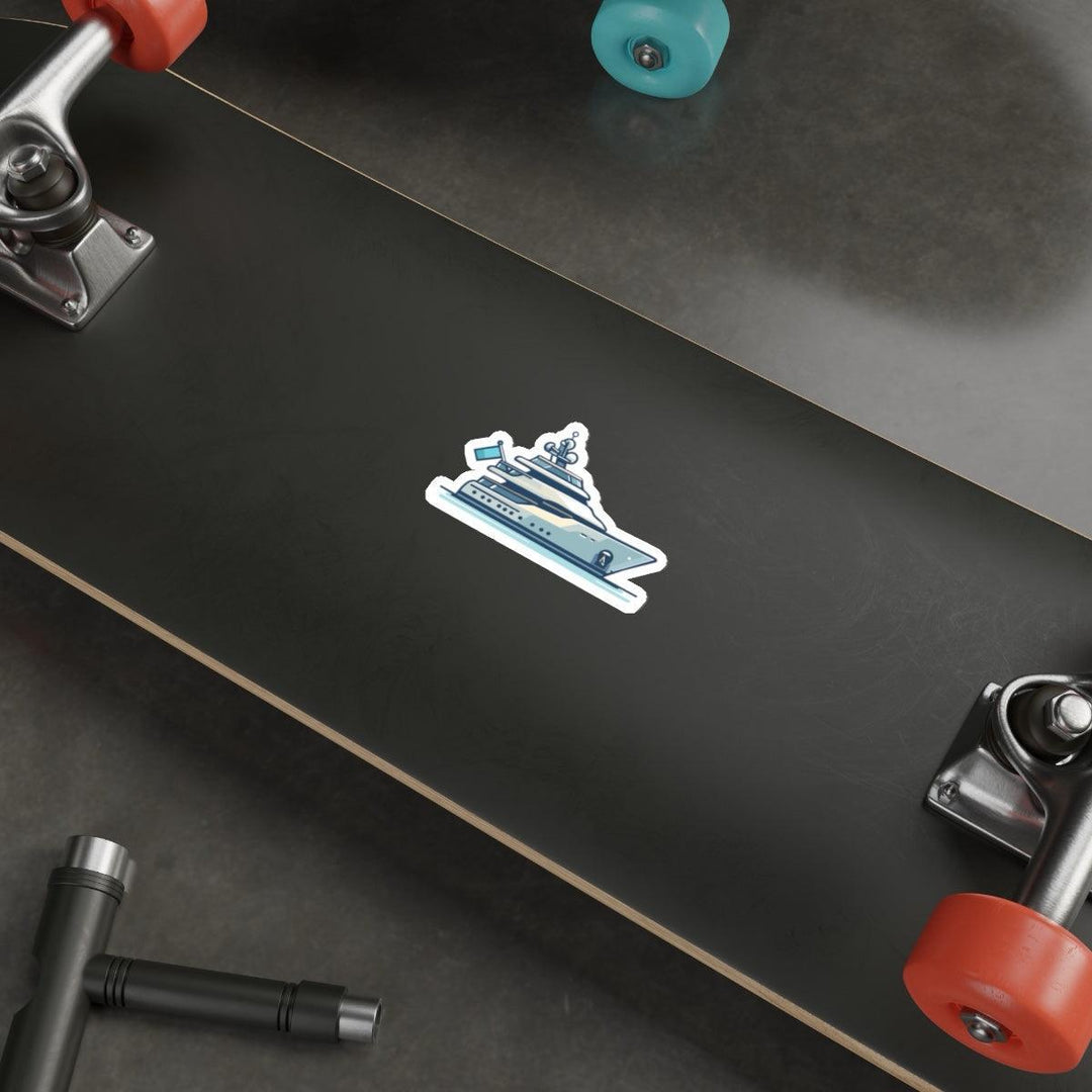 Yacht Waterproof Sticker – A sleek and stylish sticker showcasing a luxury yacht, perfect for adding a nautical, aspirational touch to any surface. Waterproof for durability.  KEOLIX 