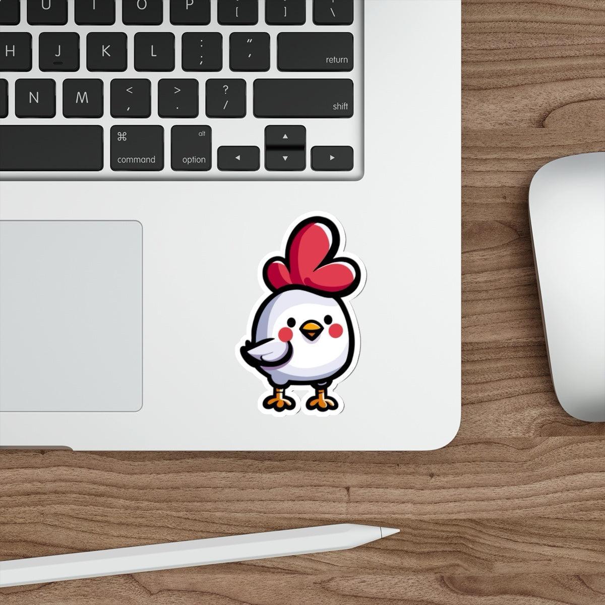 A fun and quirky waterproof sticker featuring a cute chicken character, ideal for those who love funny or farm-themed designs  KEOLIX 