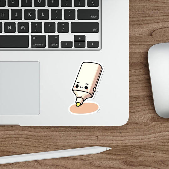 A fun waterproof sticker of a smiling highlighter pen, ideal for school supplies or stationery lovers who want a playful touch  KEOLIX 