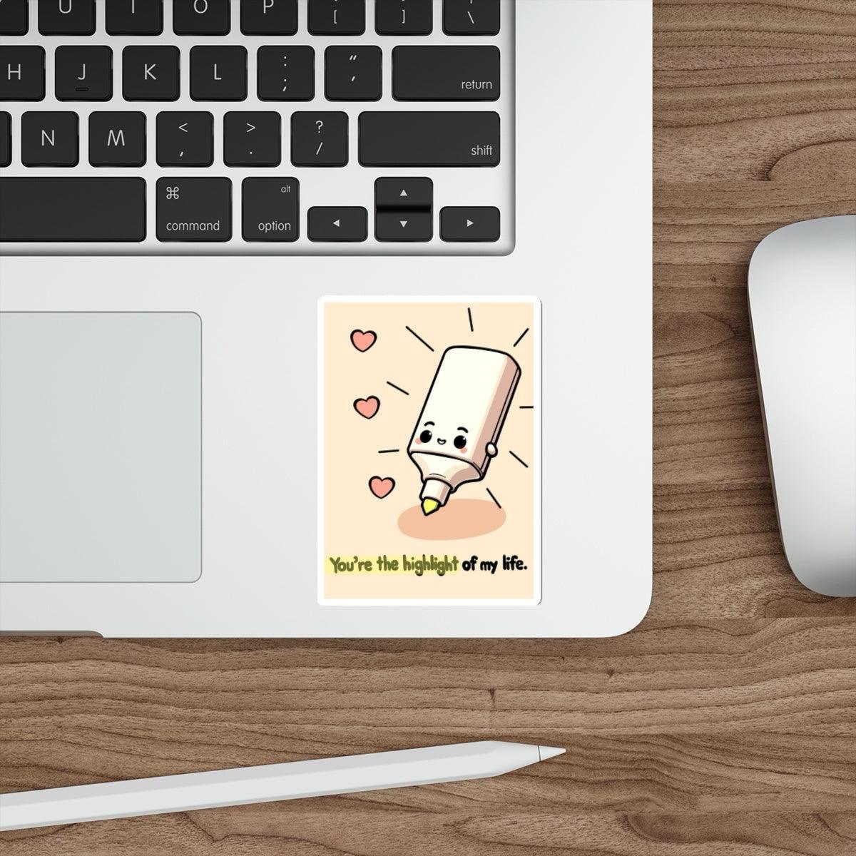 You're the highlight of my life Waterproof Sticker KEOLIX This adorable sticker features a smiling highlighter pen with the caption, “You’re the highlight of my life,” offering a sweet and cute way to brighten up someone's day.