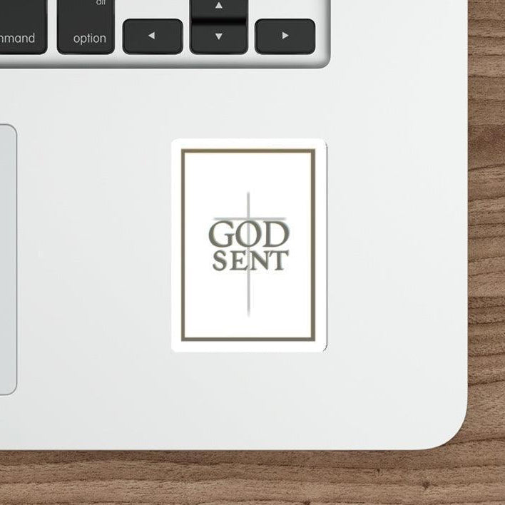 Stylish 'Godsent' durable waterproof sticker, ideal for bold statement accessories. KEOLIX 