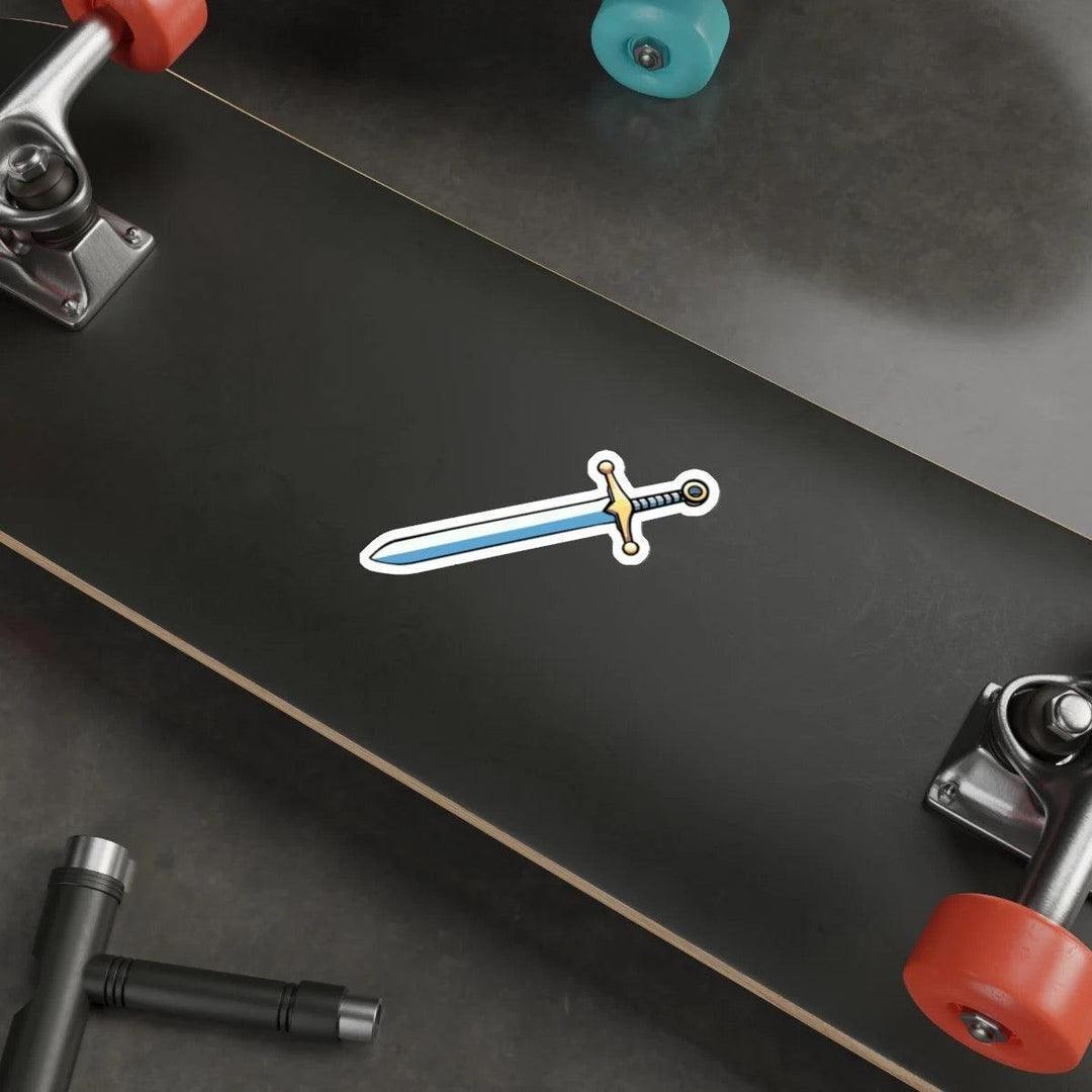 A sleek waterproof sticker featuring a cartoon sword, ideal for adding a touch of adventure or fantasy to your items - KEOLIX 
