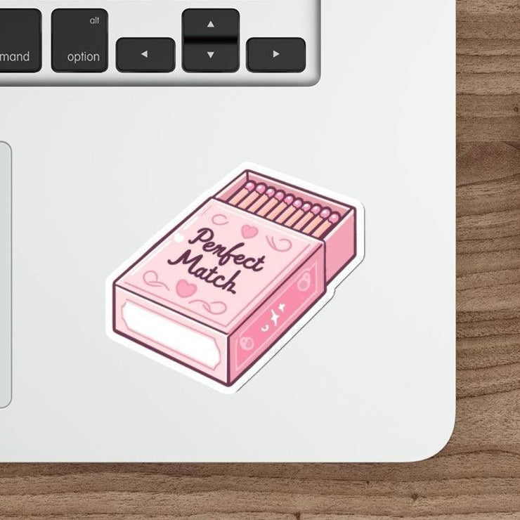 Perfect Match Waterproof Sticker - A charming matchbox sticker with a romantic twist, perfect for lovers.  KEOLIX 