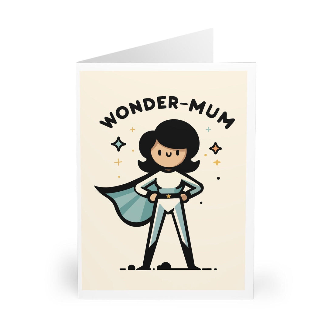 Adorable greeting card featuring a superhero mom with the text 'Wonder Mom.' Perfect for Mother’s Day or celebrating the superhero in your life who does it all - Baby Keo