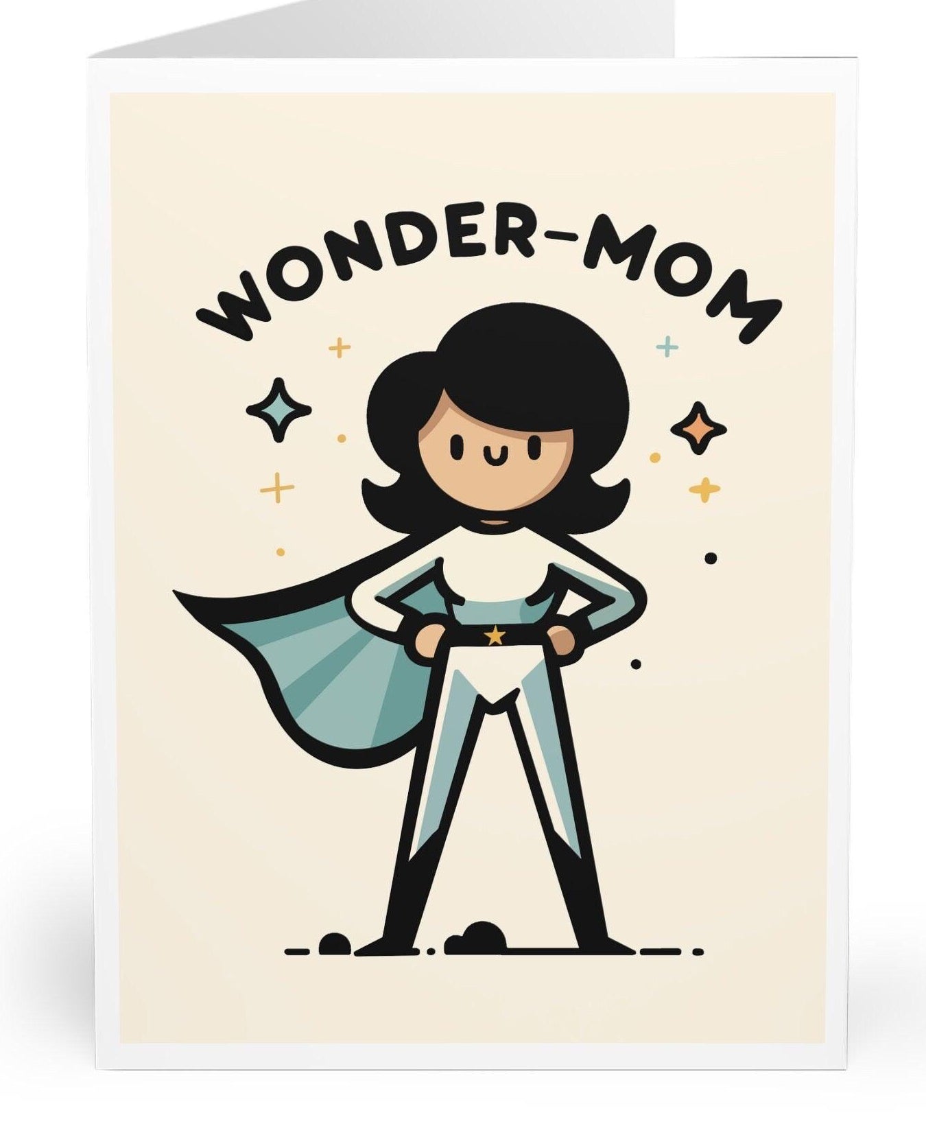 Adorable greeting card featuring a superhero mom with the text 'Wonder Mom.' Perfect for Mother’s Day or celebrating the superhero in your life who does it all   KEOLIX 