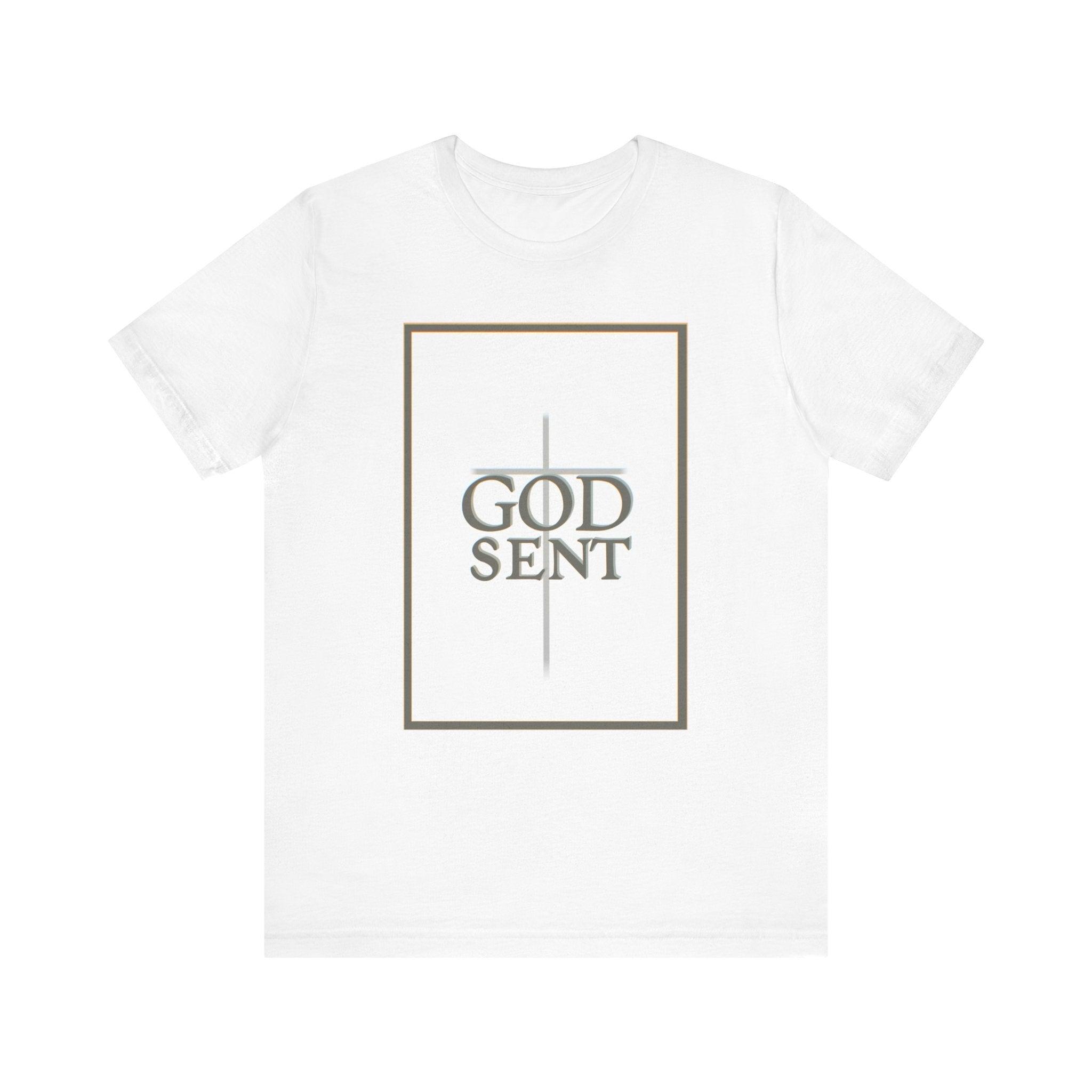 GodSent T-shirtWhite T-shirt with the phrase 'God Sent' in a minimalist design. A subtle and stylish way to express faith, with clean typography and a simple yet impactful message." - Baby Keo