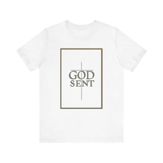 GodSent T-shirtWhite T-shirt with the phrase 'God Sent' in a minimalist design. A subtle and stylish way to express faith, with clean typography and a simple yet impactful message." - Baby Keo