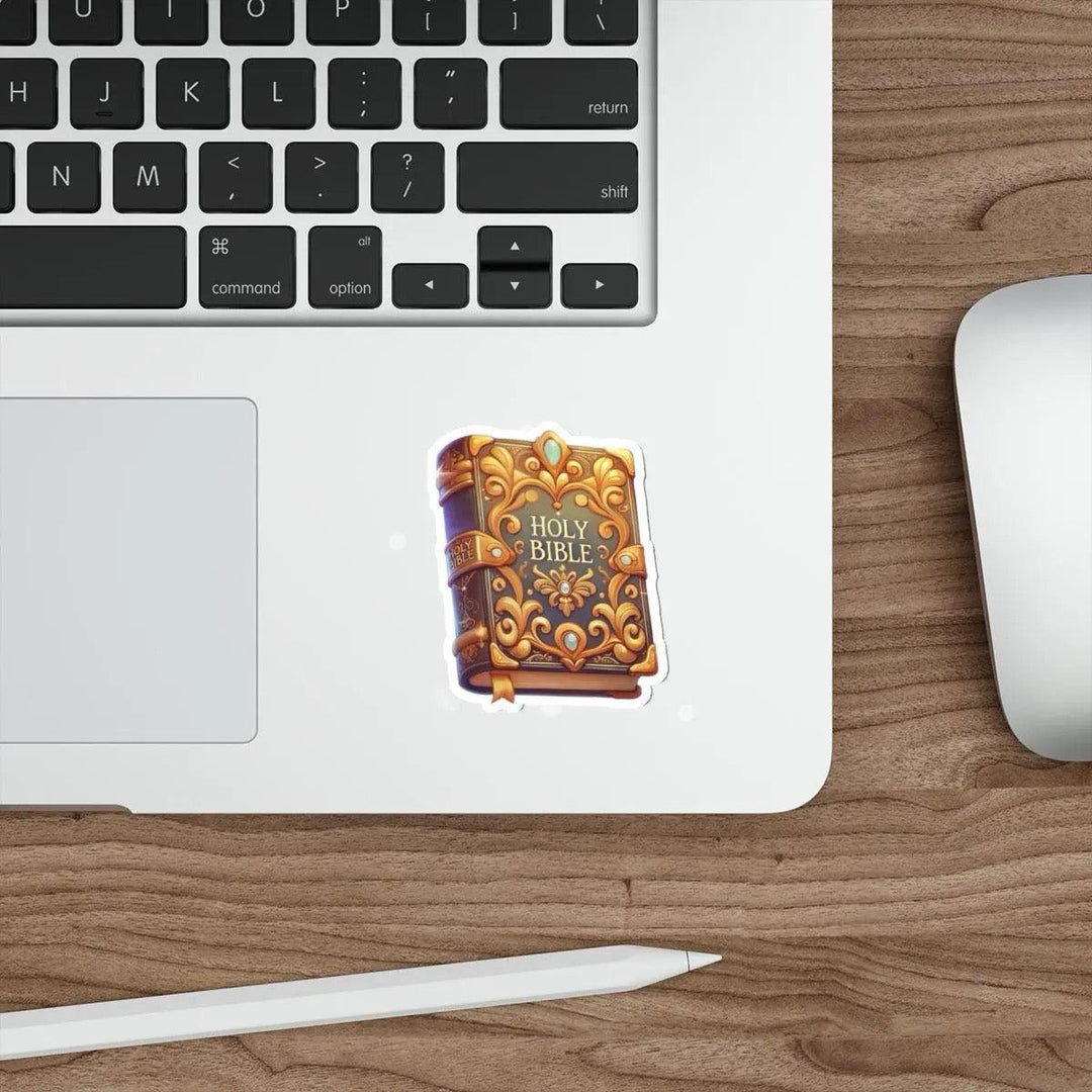 Beautifully designed 'Holy Bible' waterproof sticker, perfect for adding a touch of faith to your accessories. Baby Keo