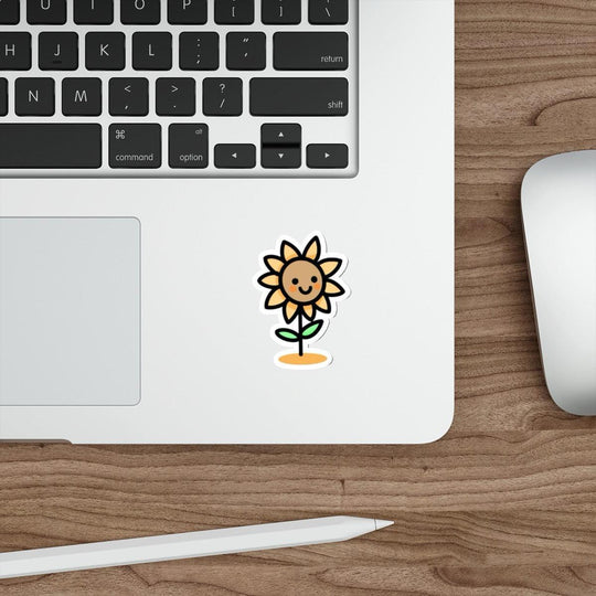 Sunflower Waterproof Sticker: A vibrant yellow sunflower illustration, representing positivity and warmth, perfect for nature lovers or adding a touch of sunshine to your items. Baby Keo.