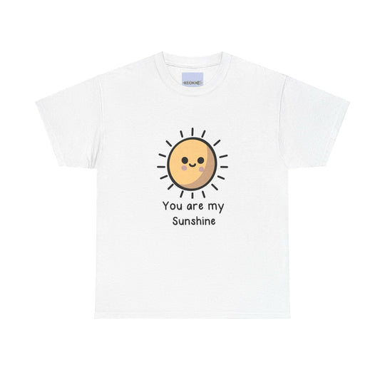 White T-shirt featuring a happy sun illustration with the phrase 'You Are My Sunshine.' A bright and cheerful design that’s perfect for spreading positive vibes.