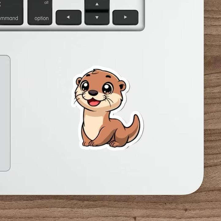 A waterproof sticker featuring an adorable cartoon otter, perfect for animal lovers or those who enjoy cute and cuddly designs KEOLIX 