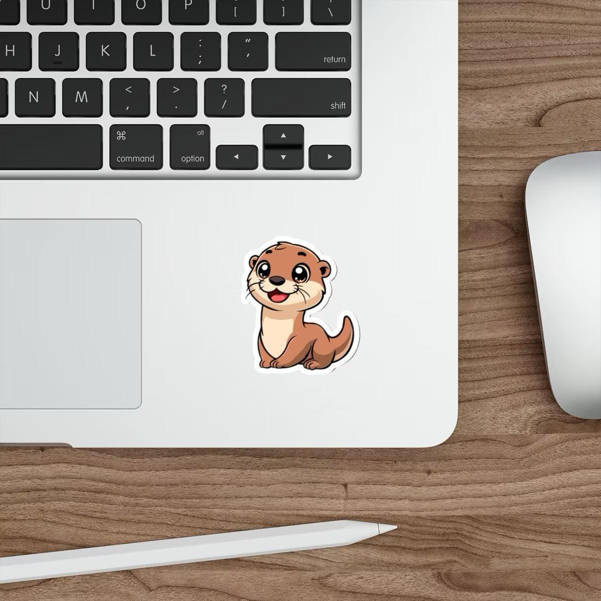 A waterproof sticker featuring an adorable cartoon otter, perfect for animal lovers or those who enjoy cute and cuddly designs KEOLIX 