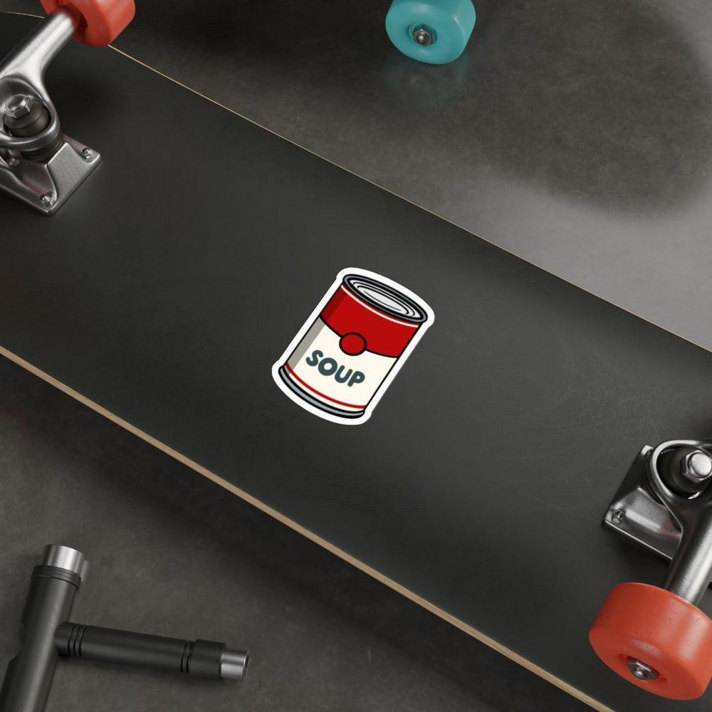 A simple waterproof sticker featuring a cartoon can of soup, great for adding a pop of color and fun to your belongings - Baby Keo.