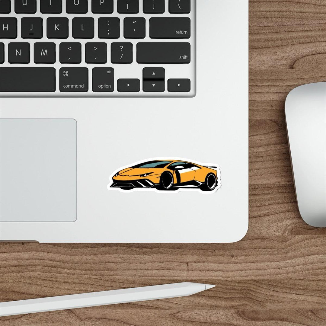 Minimalistic Lambo Waterproof Sticker - A sleek yellow Lamborghini minimalist sticker, ideal for car enthusiasts.  KEOLIX 