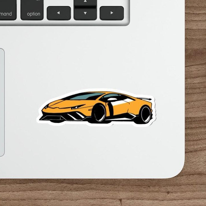 Minimalistic Lambo Waterproof Sticker - A sleek yellow Lamborghini minimalist sticker, ideal for car enthusiasts.  KEOLIX 