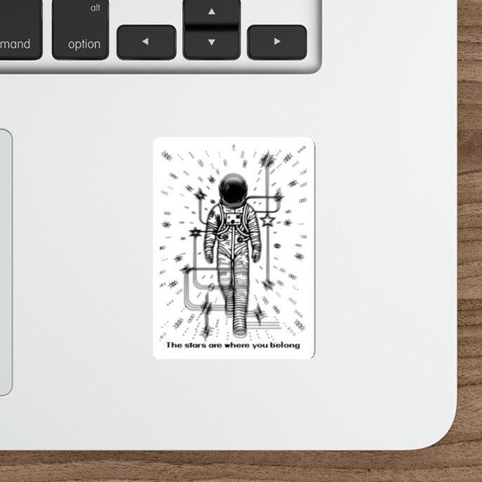 The Stars are Where You Belong Sticker: A dreamy design featuring stars and inspirational text, perfect for stargazers or those with a celestial style. Adds a whimsical touch to notebooks and laptops.  KEOLIX 