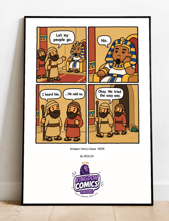 A framed comic art print titled &