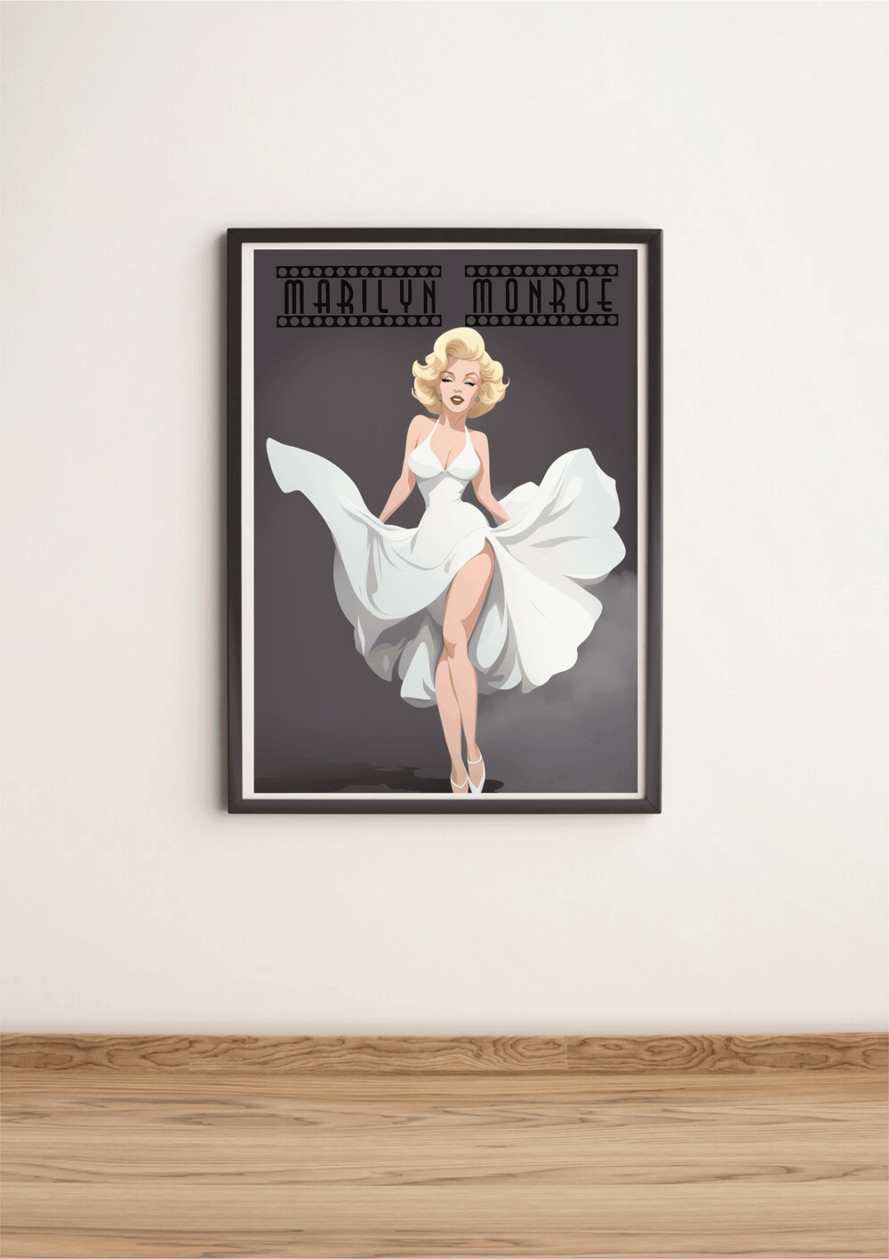 Marilyn Monroe Cartoon Poster- Timeless Hollywood Elegance - Baby Keo