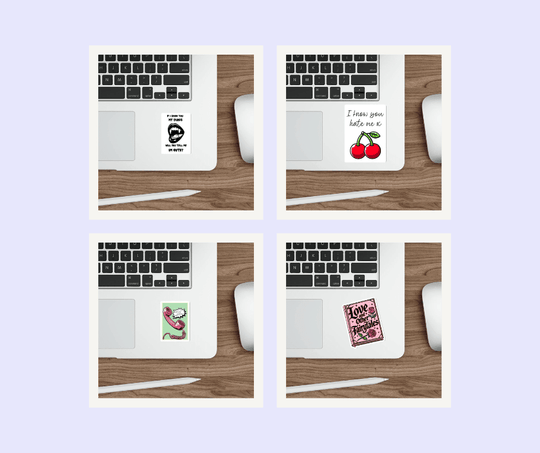 Collection of edgy and sassy waterproof stickers, great for adding personality to laptops, notebooks, and more. Baby Keo