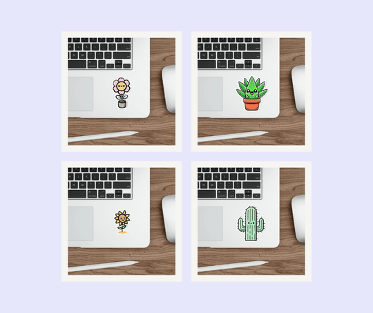 A set of waterproof botanical-themed stickers featuring plants like cacti and aloe vera. Great for nature lovers  KEOLIX 