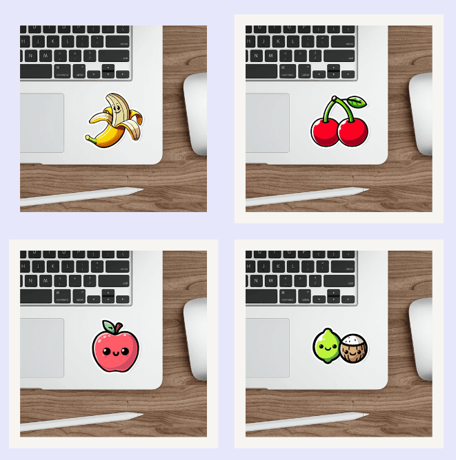 Fun and fresh fruit-themed waterproof sticker bundle, featuring apples, limes, and more.  KEOLIX 
