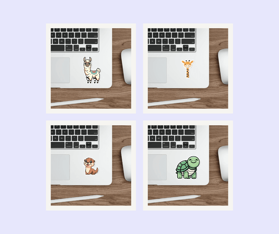 A bundle of cute animal-themed waterproof stickers, including a turtle, llama, and otter. Perfect for animal lovers -  KEOLIX 