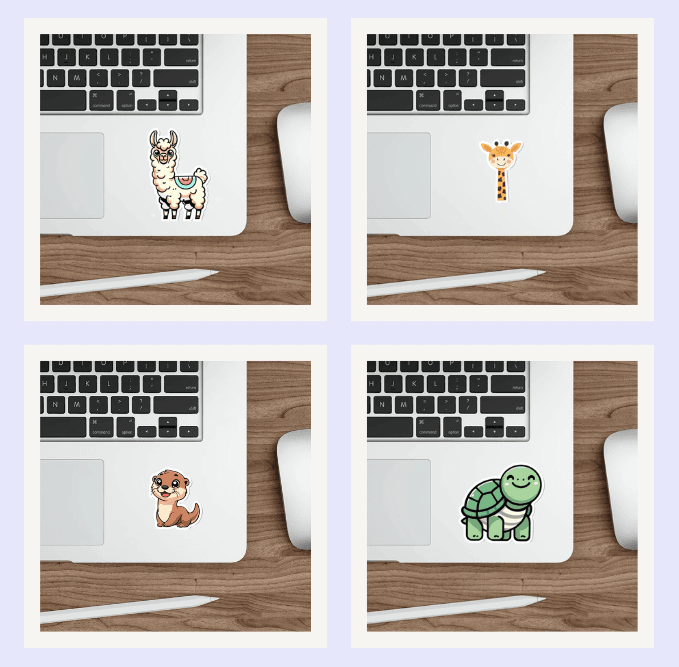 A bundle of cute animal-themed waterproof stickers, including a turtle, llama, and otter. Perfect for animal lovers -  KEOLIX 