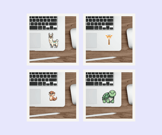 A bundle of cute animal-themed waterproof stickers, including a turtle, llama, and otter. Perfect for animal lovers -  KEOLIX 