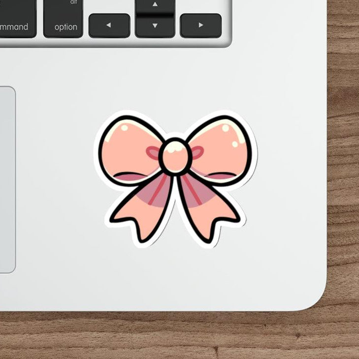 Adorable pink bow waterproof sticker ideal for personalizing your favorite items like laptops and notebooks. KEOLIX
