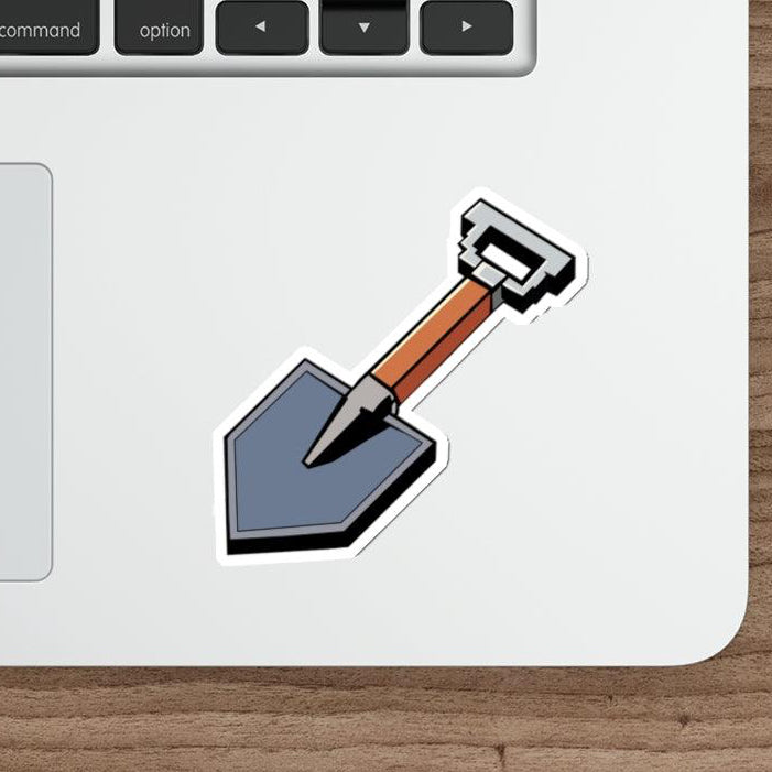 A quirky waterproof sticker of a cartoon shovel. Great for gardening enthusiasts or as a unique decorative element - KEOLIX 