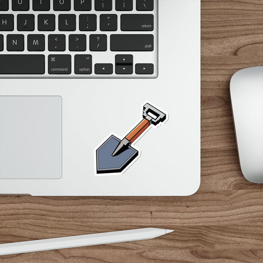 A quirky waterproof sticker of a cartoon shovel. Great for gardening enthusiasts or as a unique decorative element - KEOLIX 