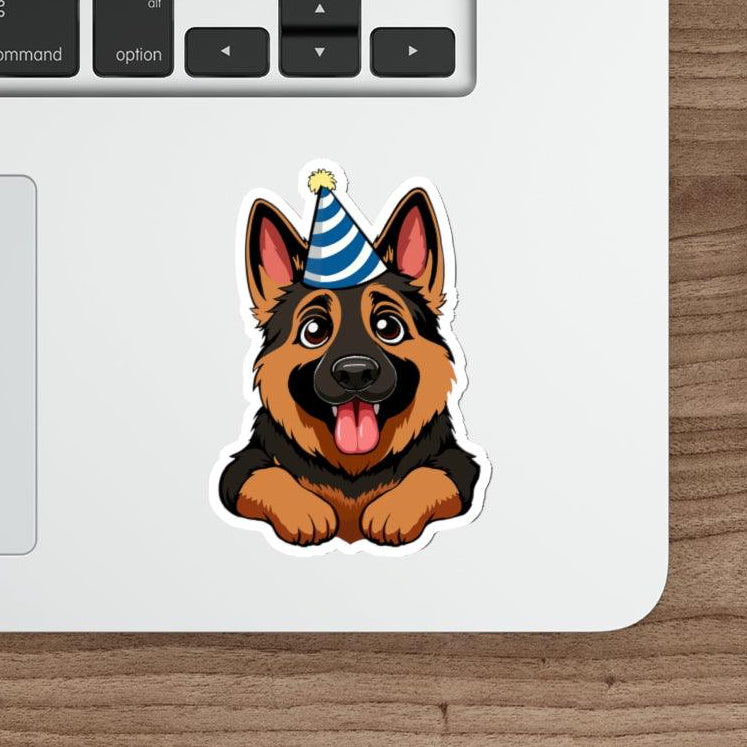 Party Dog Waterproof Sticker - An adorable dog in a party hat, great for any celebration-themed decor. KEOLIX 