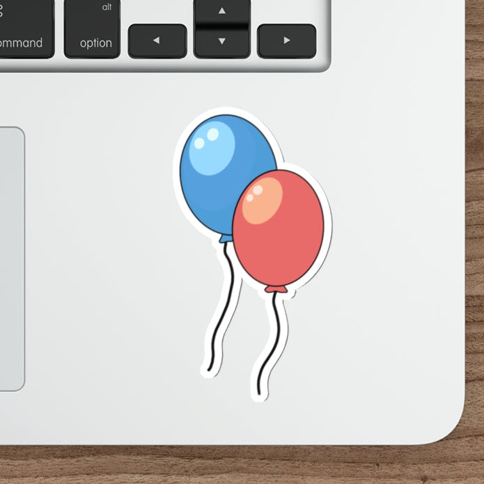 A fun and festive sticker featuring a red and blue balloon, perfect for celebrating special occasions or adding a pop of color to your devices. Waterproof and durable. KEOLIX 